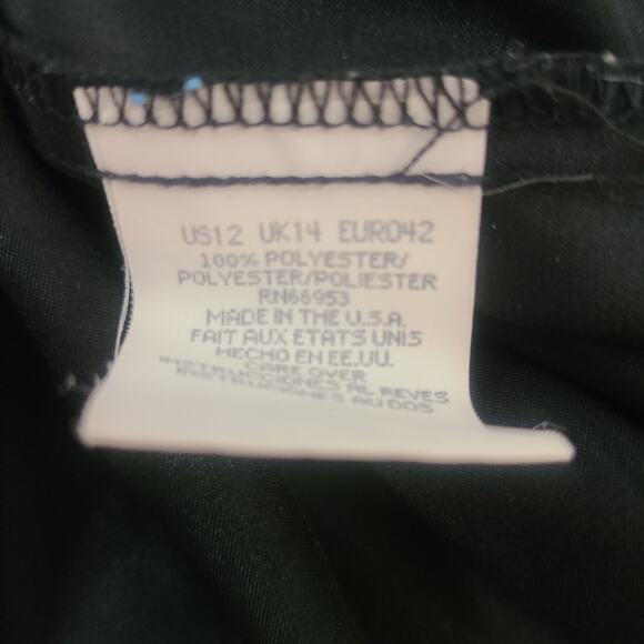 Vintage Black Leslie Fay Blouse Sz 12 Silky Asian Inspired Buttons - Picture 6 of 9